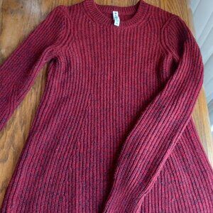 Athleta Red Marled Wool Blend Crewneck Sweater Size S Cozy Winter Warmth
